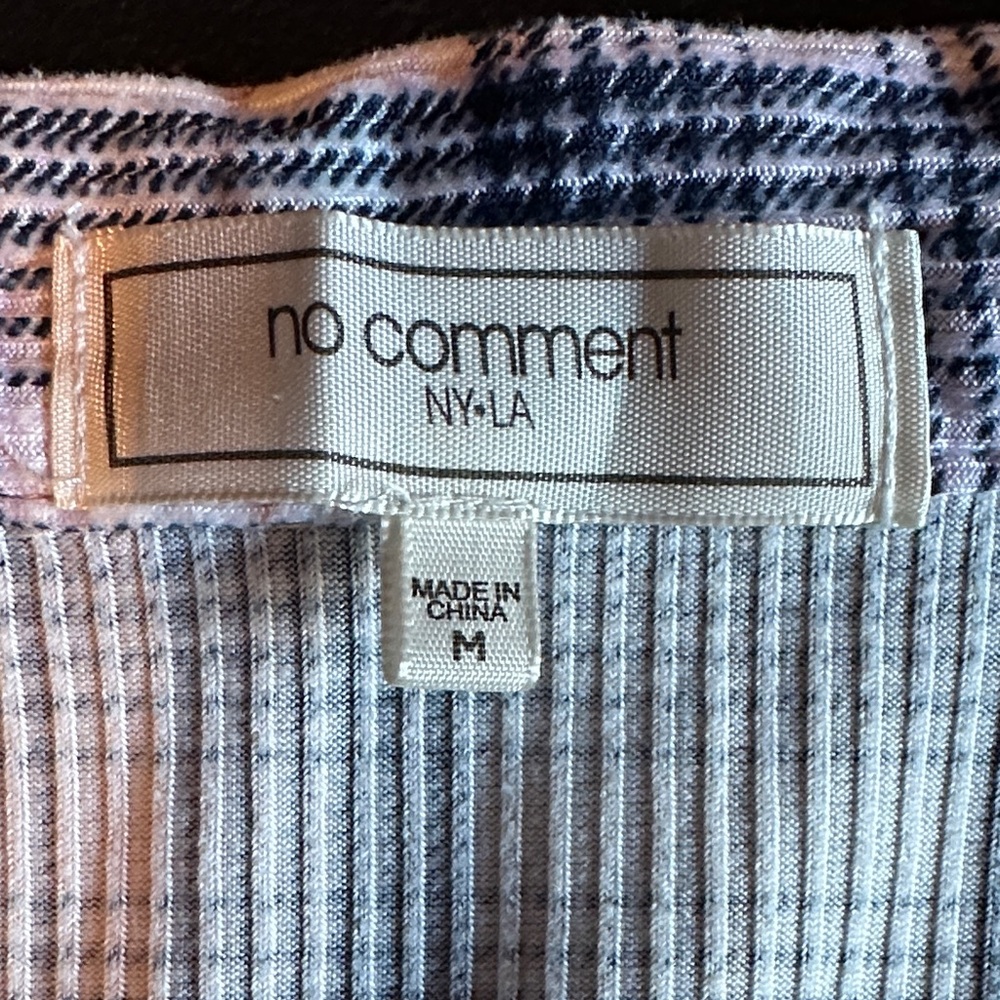 No Comment Blue and White Plaid Women/junior Button-Down Shirt - Picture 4 of 6